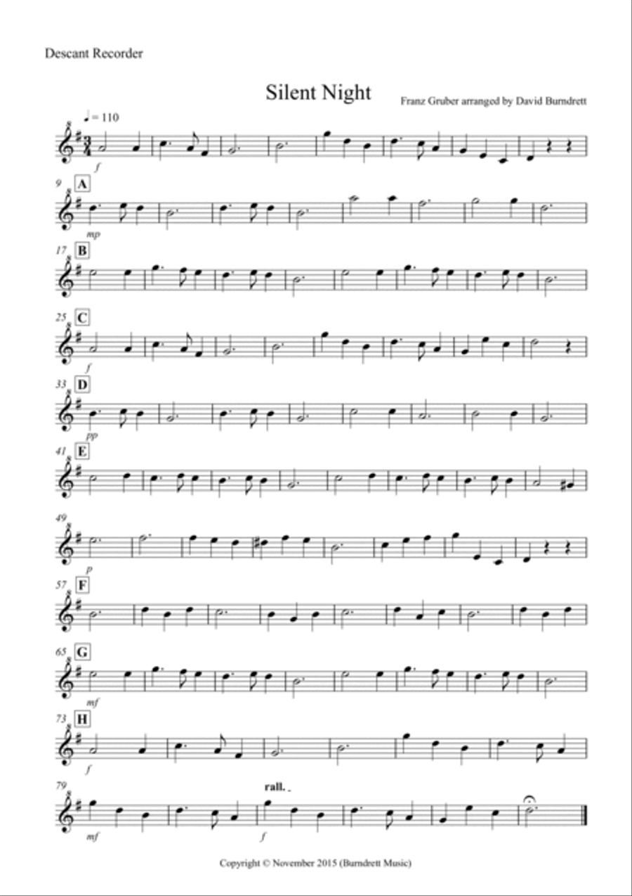 Silent Night for Recorder Trio Recorder scores gallery preview page 3
