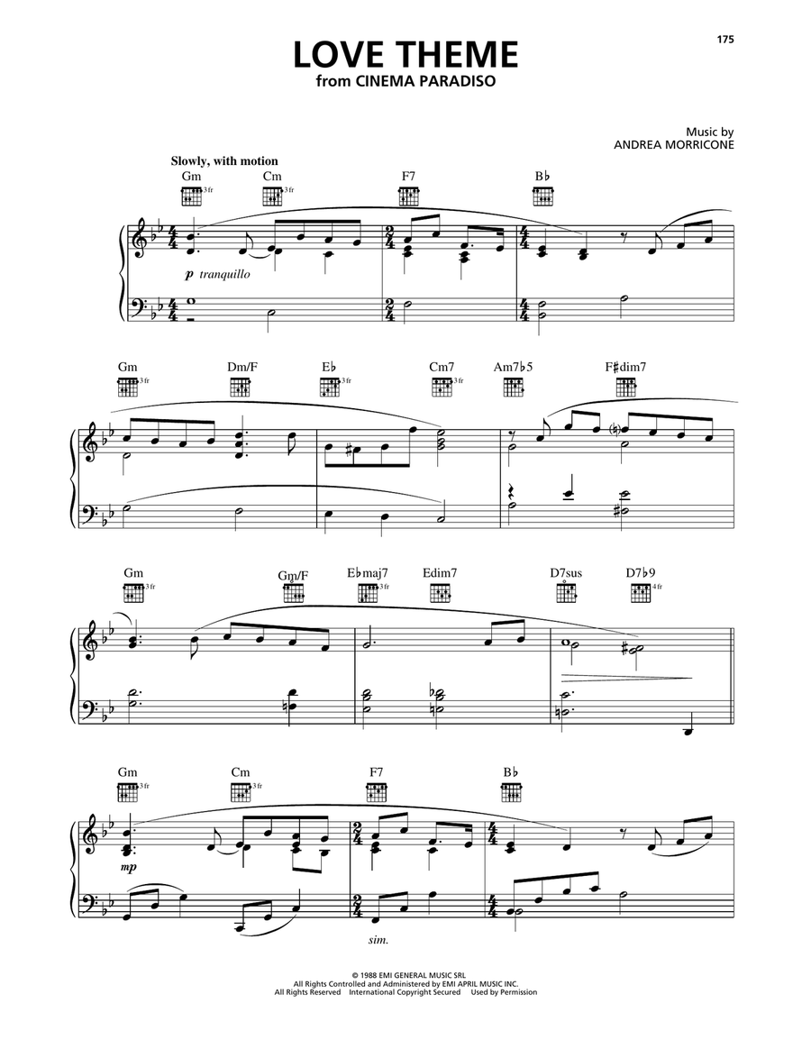 Love Theme (Tema D'Amore) (from Cinema Paradiso) Piano Solo scores gallery preview page 1