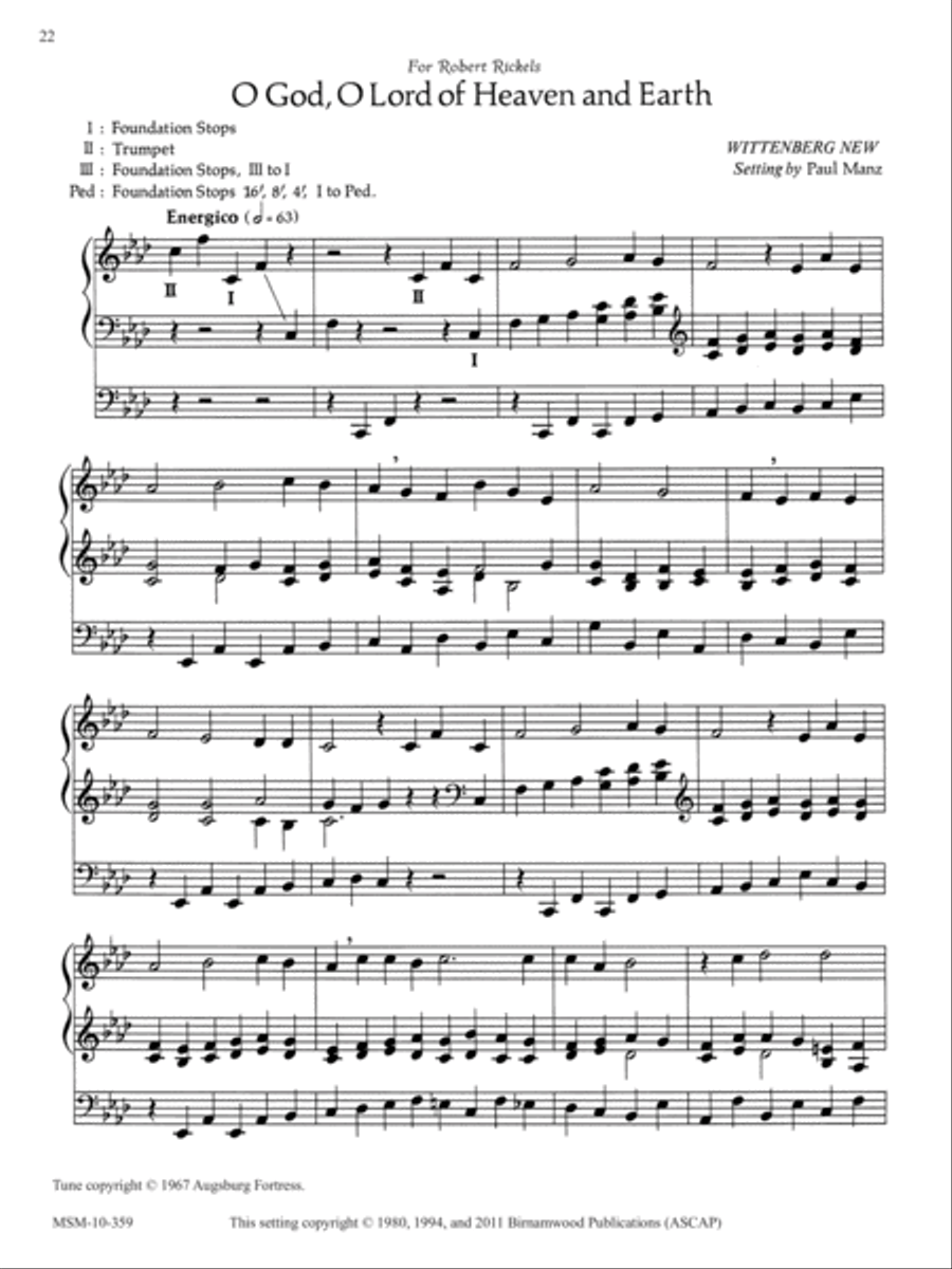 O God, O Lord of Heaven and Earth Organ scores gallery preview page 1