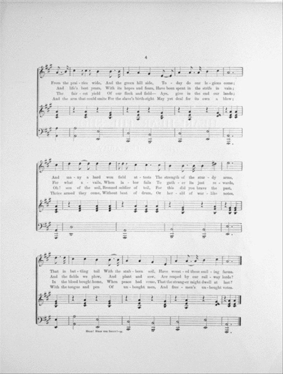 Hear! Hear! The Shout! Or, The People's Army. New Farmers' Song 4-Part scores gallery preview page 3