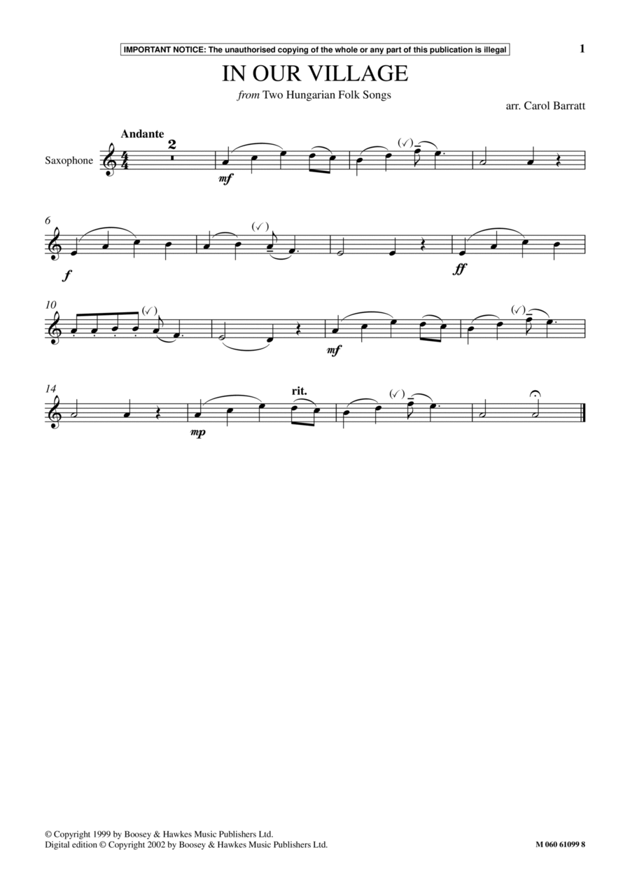 In Our Village (from Two Hungarian Folk Songs) School and Community scores gallery preview page 1