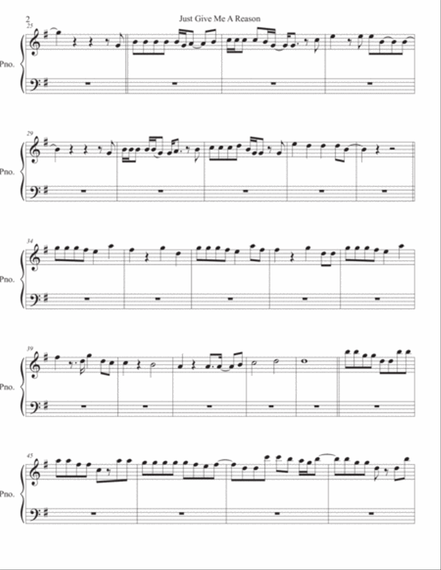 Just Give Me A Reason Easy Piano scores gallery preview page 2