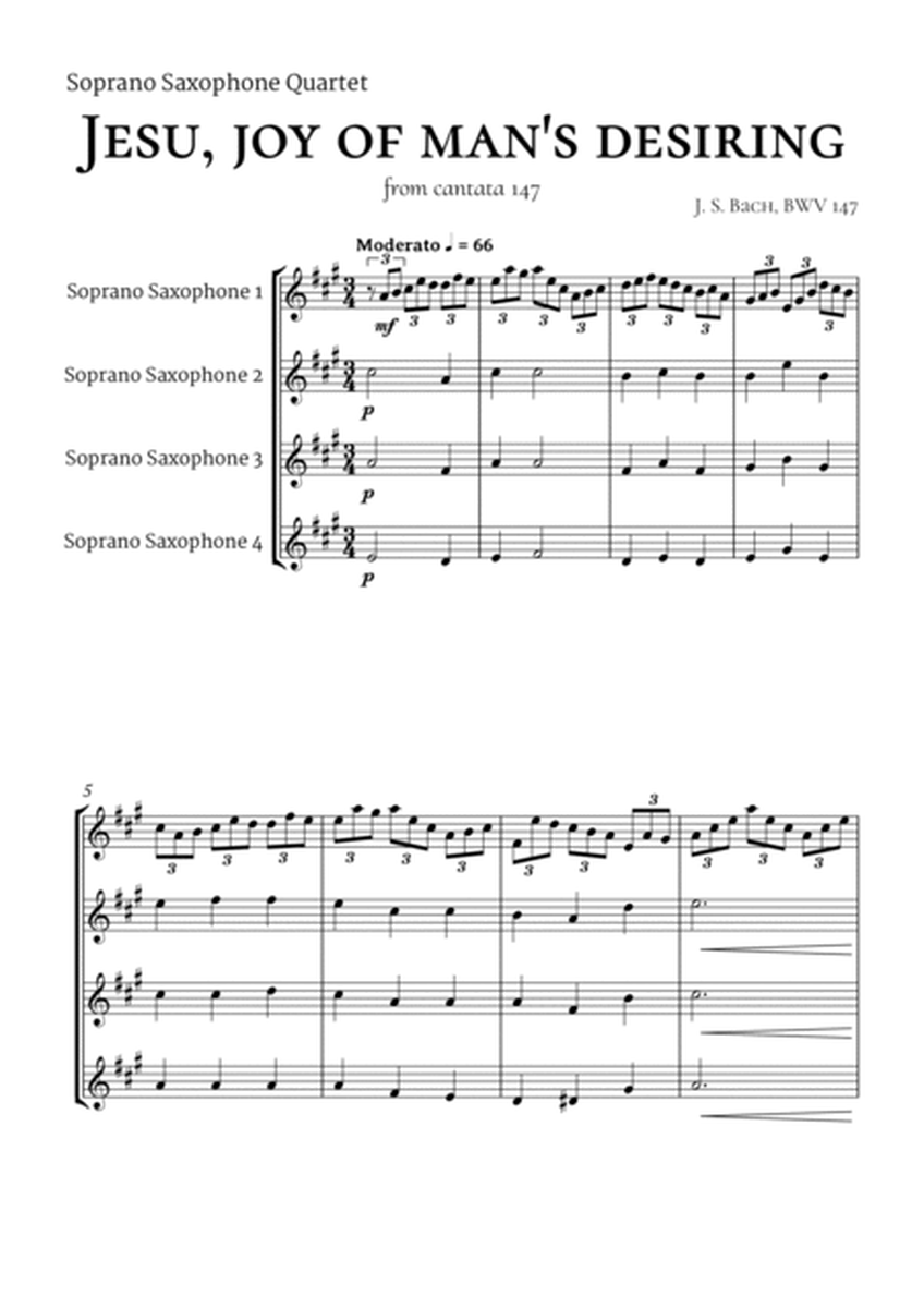 Bach Jesu, joy of man's desiring for Soprano Saxophone Quartet image number null