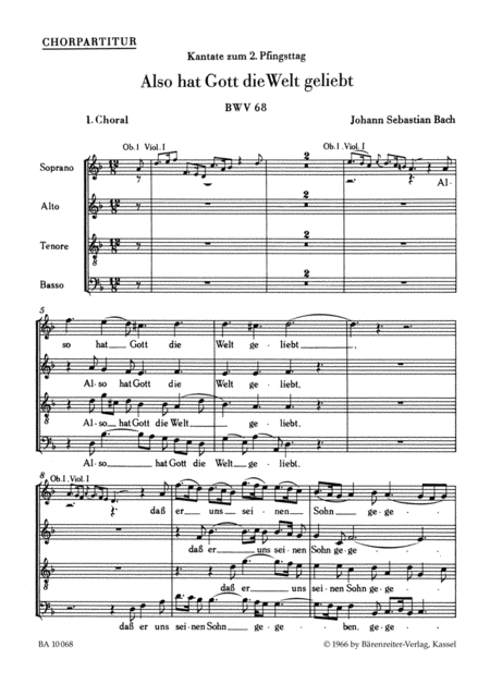Also hat Gott die Welt geliebt, BWV 68