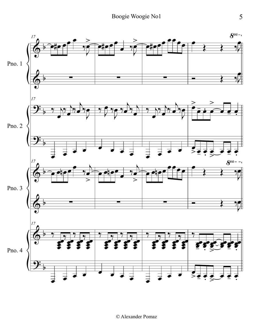 Boogie Woogie No1 Boogie Woogie No1 Piano Duet scores gallery preview page 5