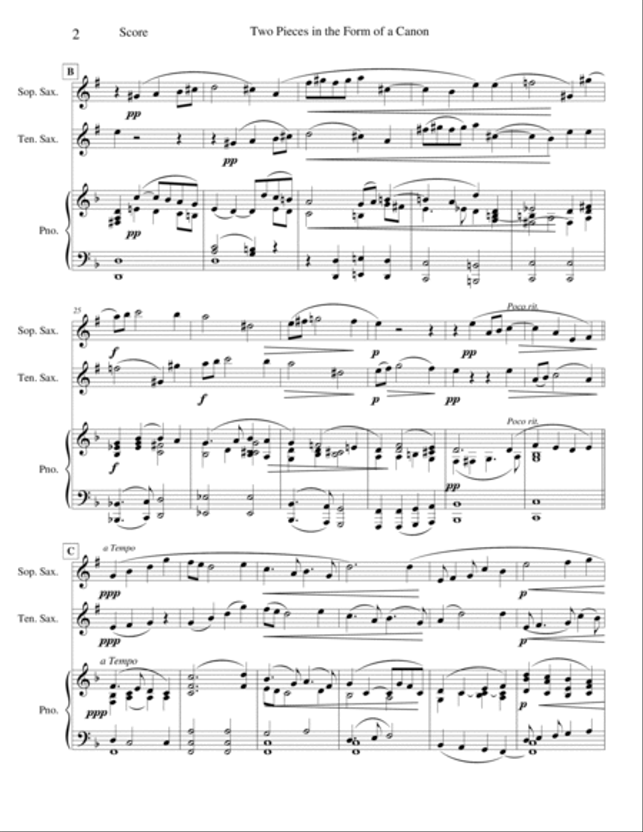 Two Pieces in the Form of a Canon Woodwind Duet scores gallery preview page 2