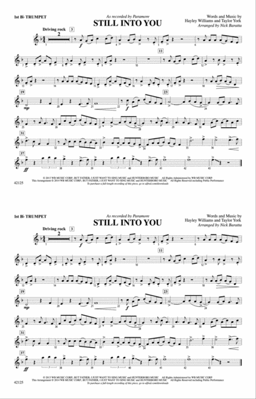 Still into You: 1st B-flat Trumpet Marching Band scores gallery preview page 1