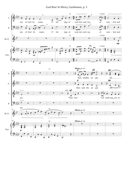 God Rest Ye Merry, Gentlemen (Cornish folk tune) — SATB voices, clarinet, piano image number null
