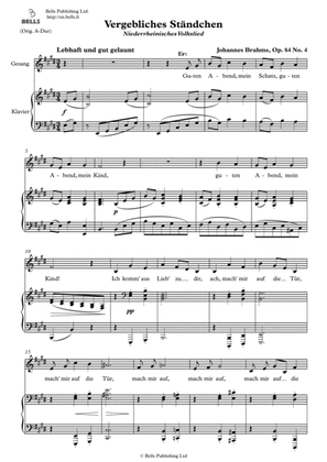 Book cover for Vergebliches Standchen, Op. 84 No. 4 (E Major)