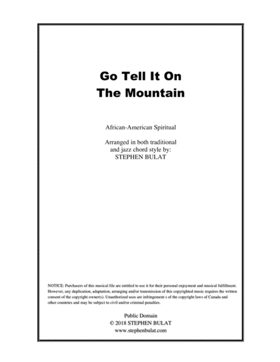 Go Tell It On The Mountain - Lead sheet arranged in traditional and jazz style (key of E)