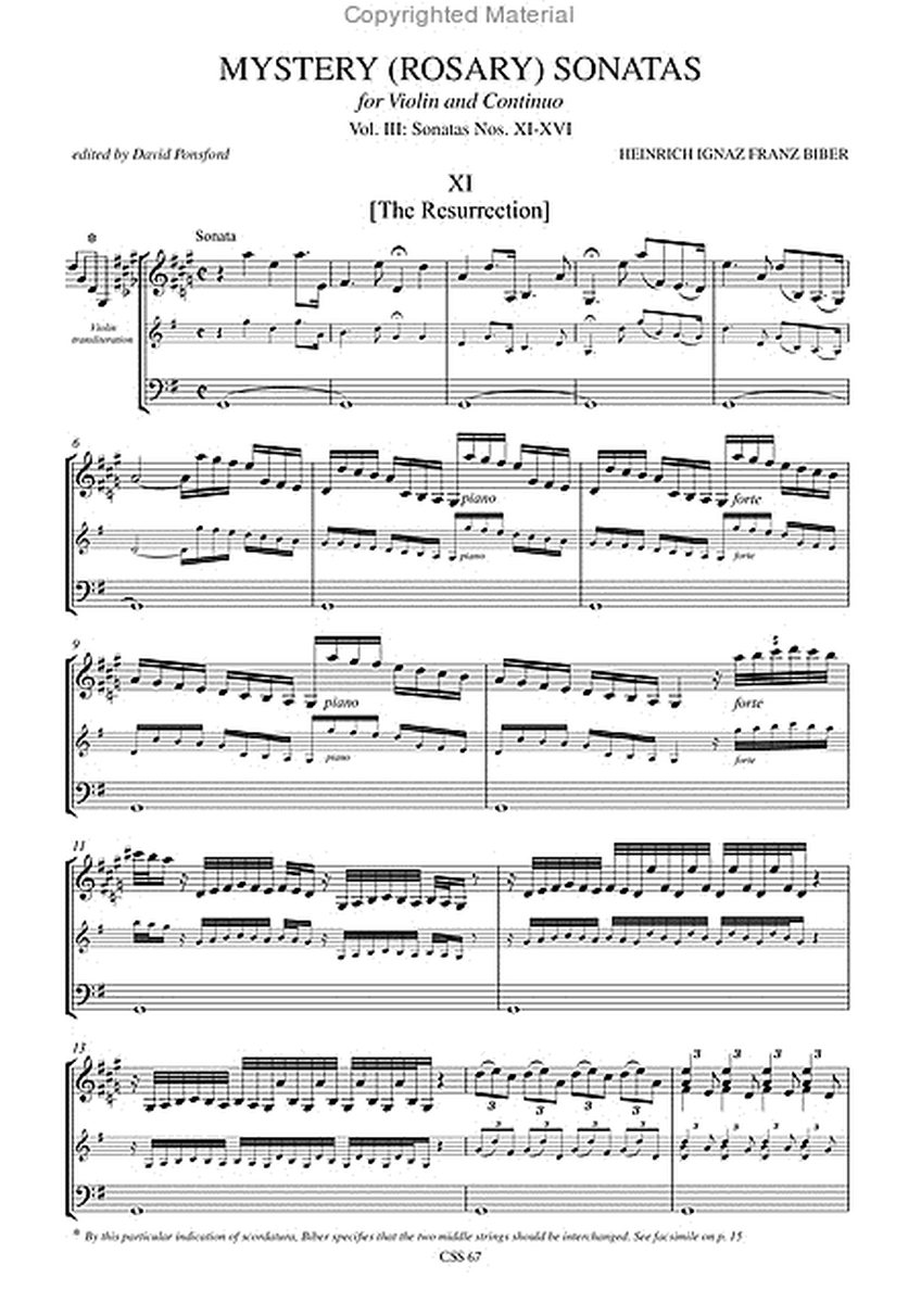 Mystery (Rosary) Sonatas for Violin and Continuo - Vol. III: Sonatas No. XI-XVI image number null