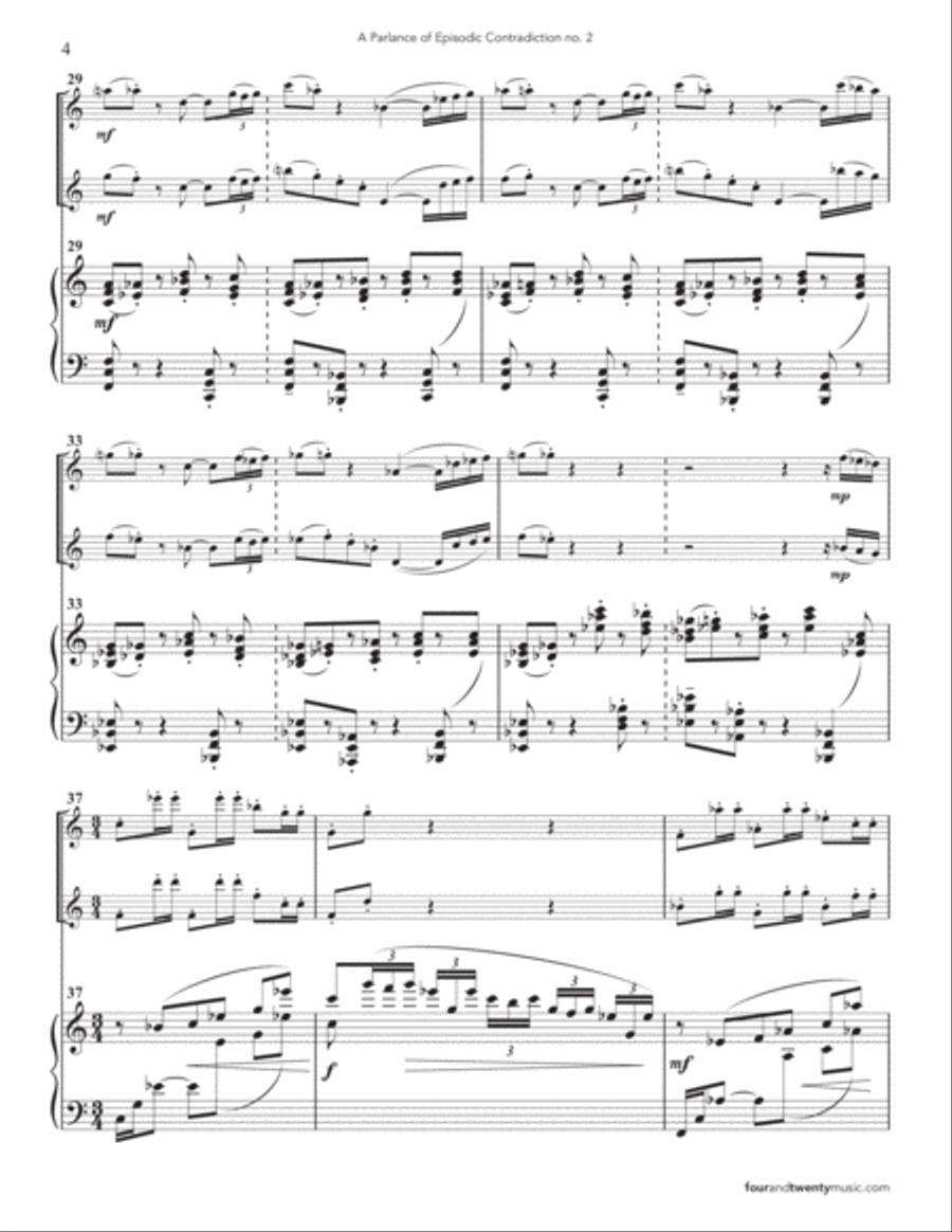 A Parlance of Episodic Contradiction 2, for flute soprano sax and piano Small Ensemble scores gallery preview page 4