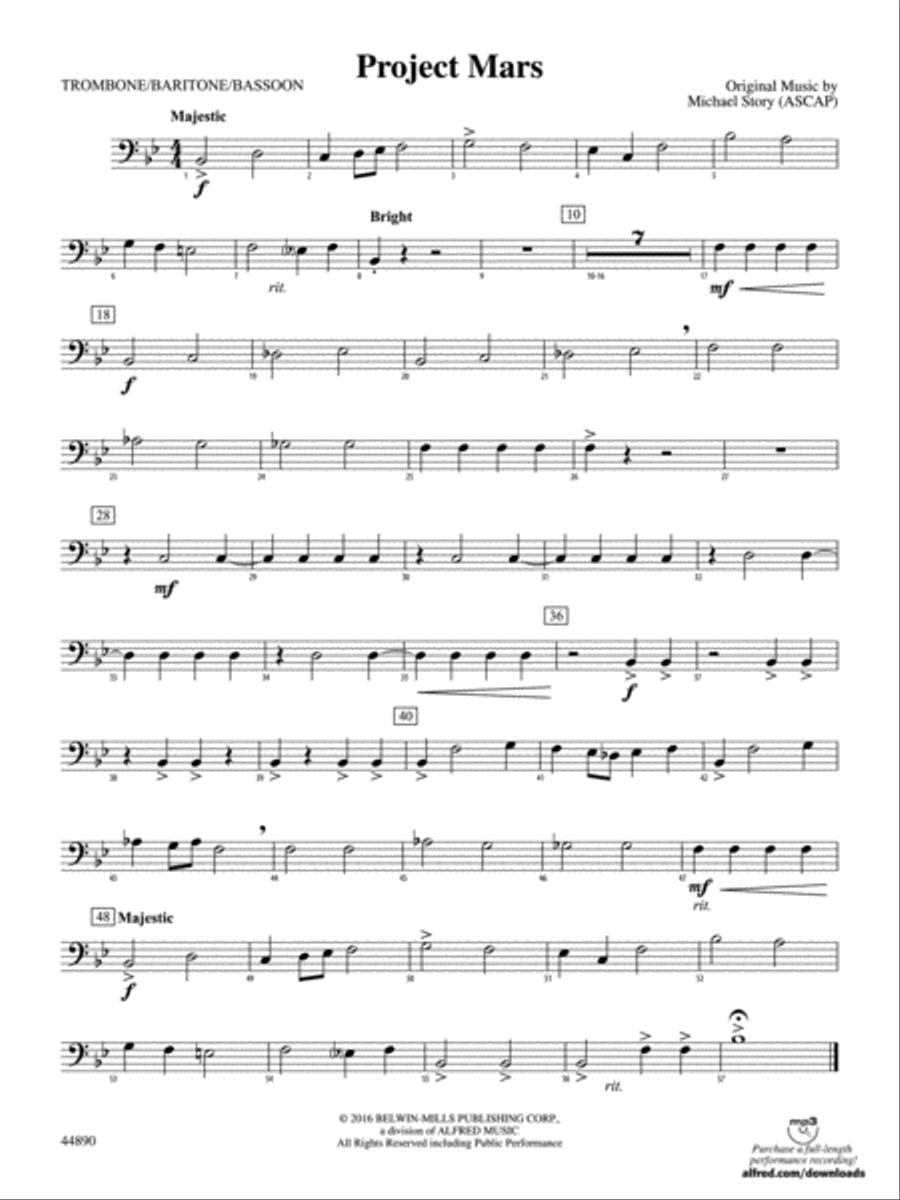 Project Mars: 1st Trombone Concert Band scores gallery preview page 1