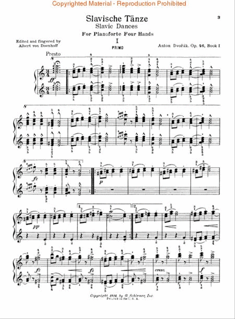 Slavonic Dances, Op. 46 – Books 1 & 2 1 Piano, 4-Hands scores gallery preview page 2