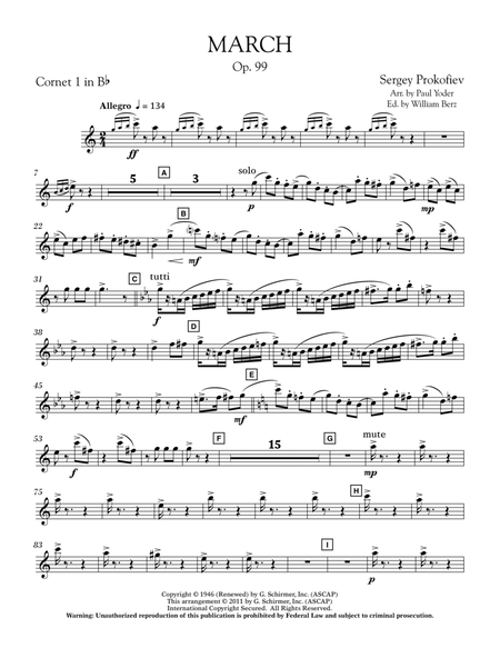 March, Op. 99 - Bb Cornet 1