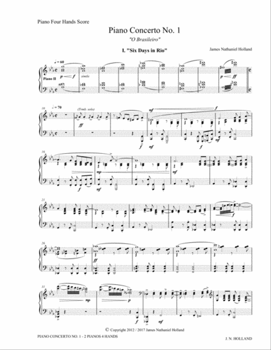 Jazz Brazilian Piano Concerto No 1 in Three Movements (2 Pianos, 4 Hands) 2 Pianos, 4-Hands scores gallery preview page 5