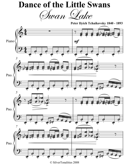 Dance of the Little Swans Easy Intermediate Piano Sheet Music