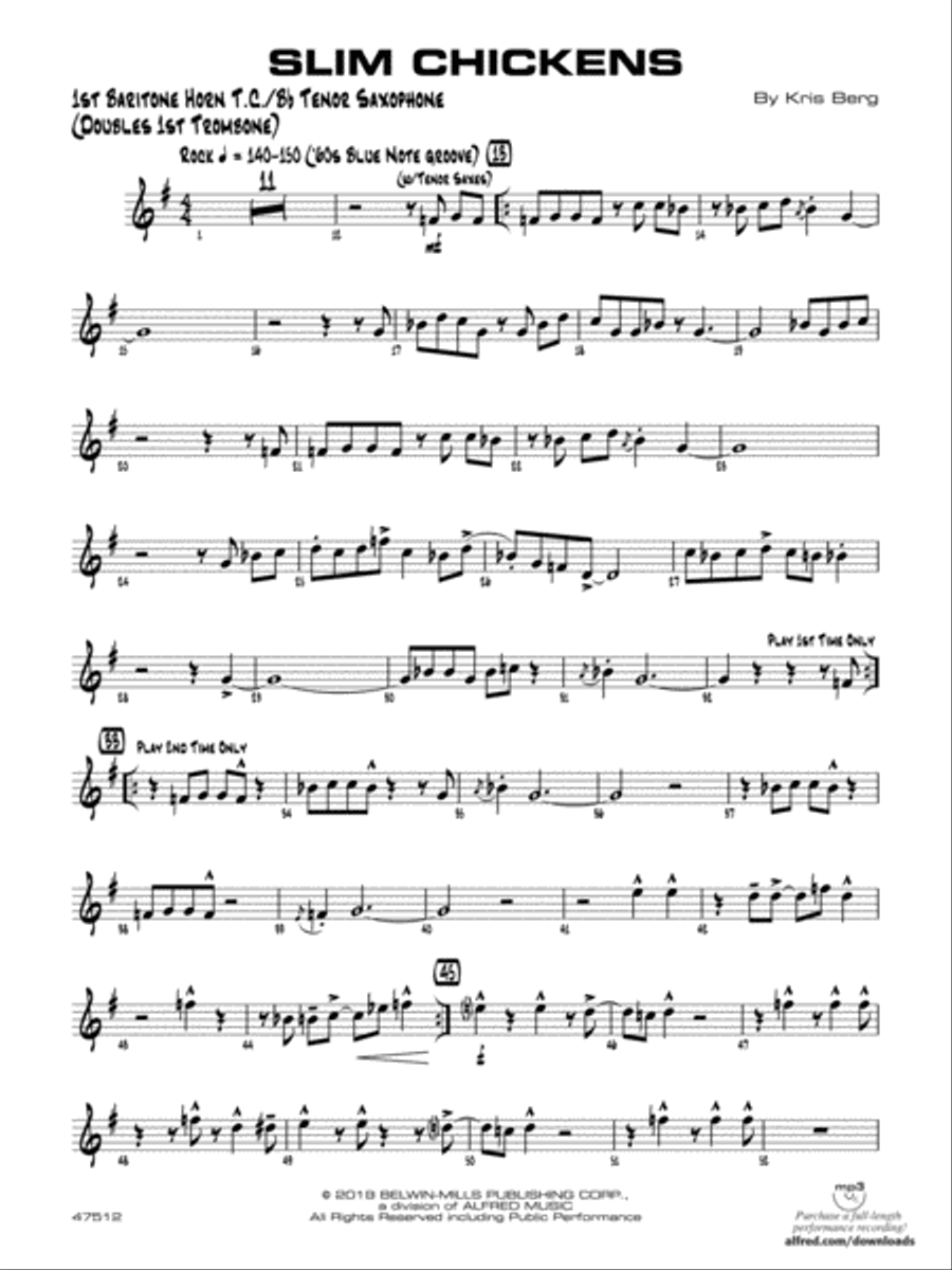 Slim Chickens: Baritone T.C. Jazz Ensemble scores gallery preview page 1