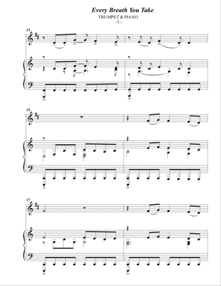Every Breath You Take B-Flat Trumpet scores gallery preview page 3