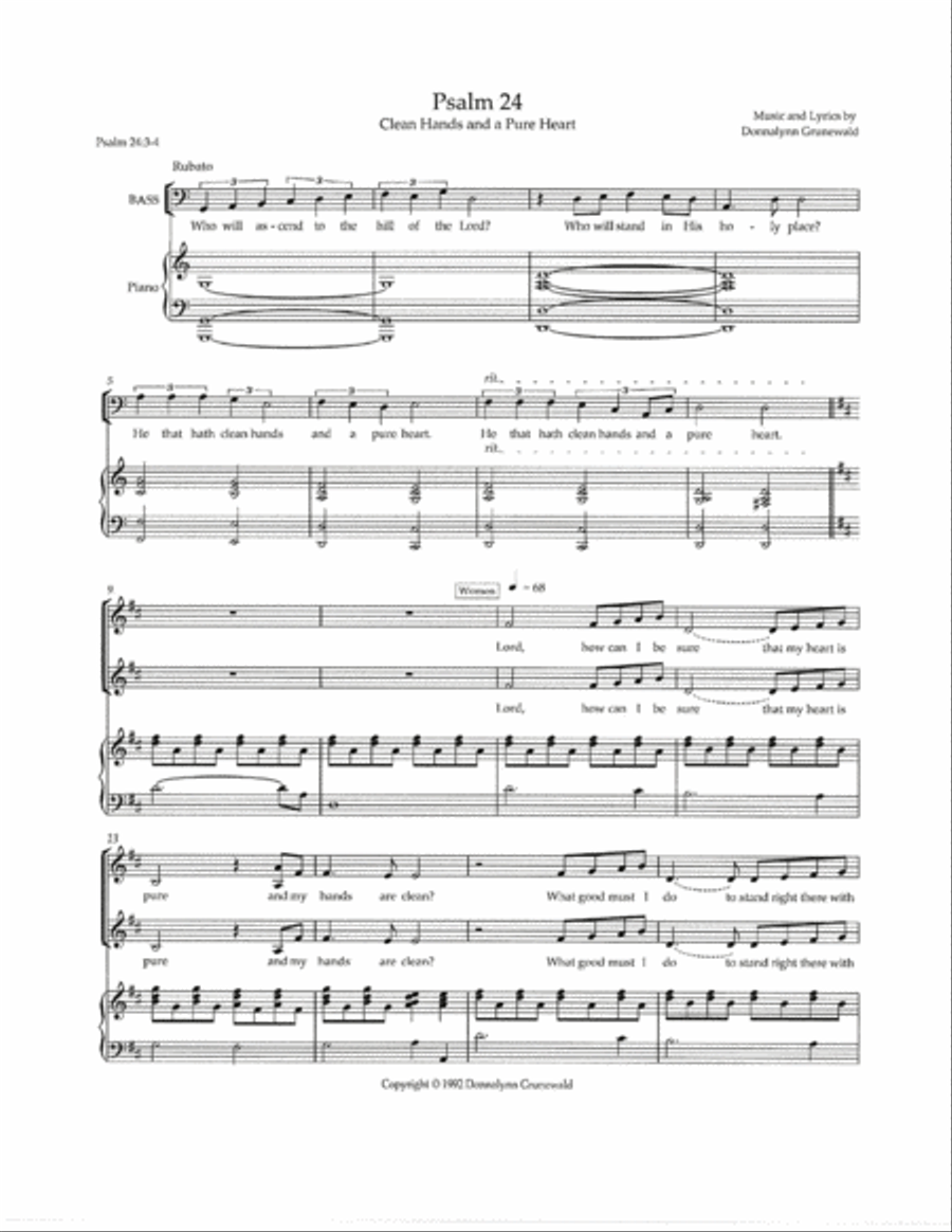 Psalm 24: Clean Hands and Pure Heart 3-Part scores gallery preview page 2