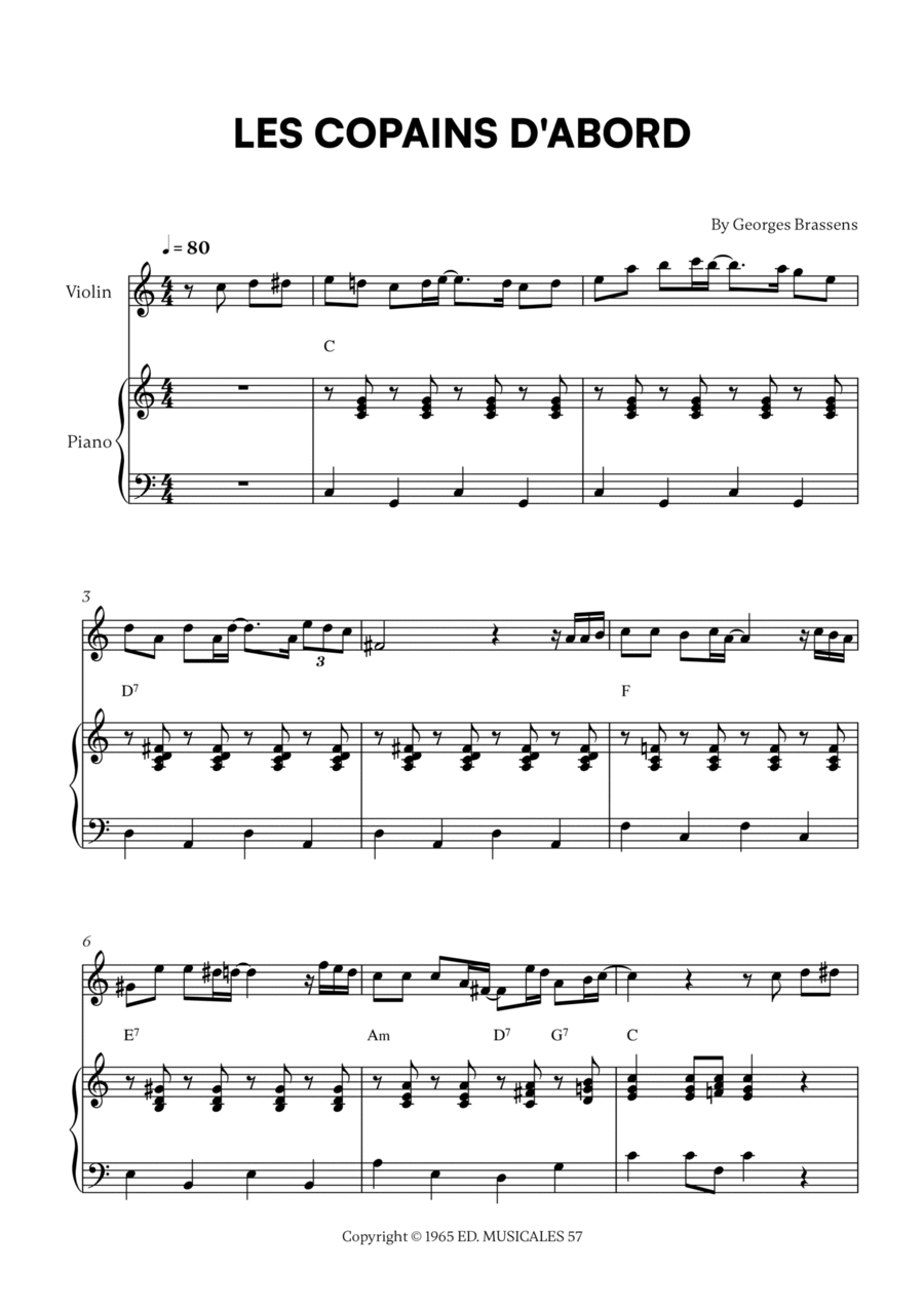 Les Copains D'abord Violin Solo scores gallery preview page 1