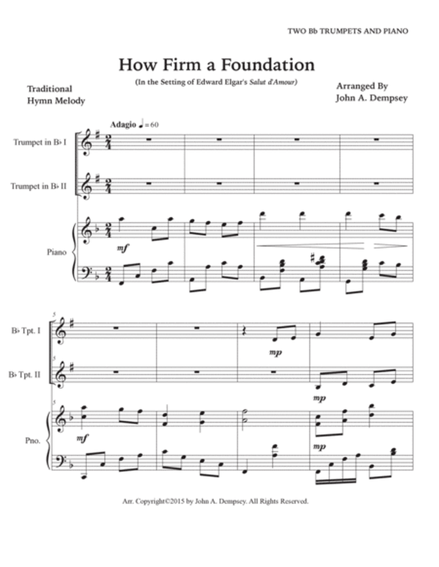 How Firm a Foundation (Trio for Two Trumpets and Piano) image number null