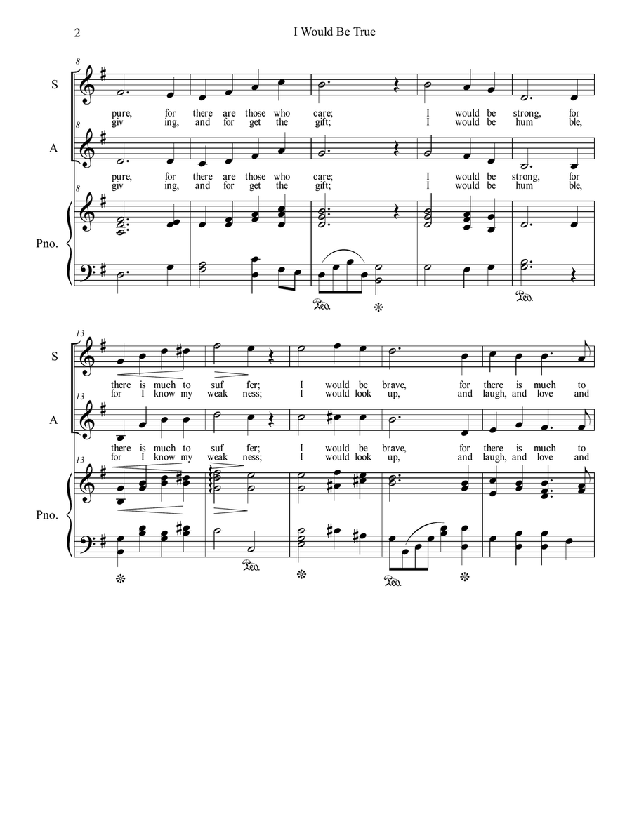 I Would Be True Alto Voice scores gallery preview page 2