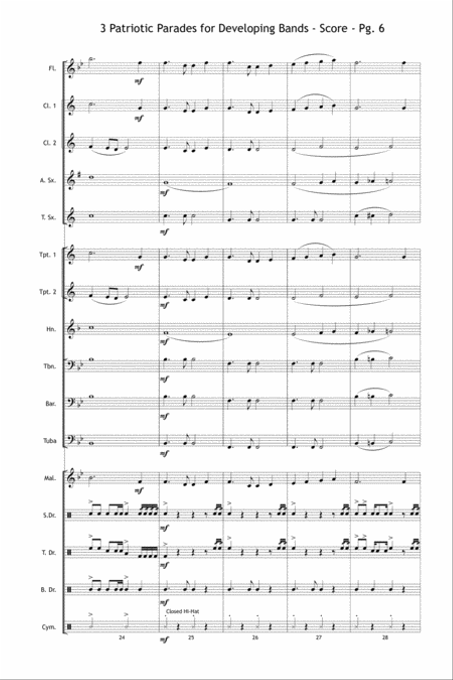 3 Patriotic Parades Marching Band scores gallery preview page 7