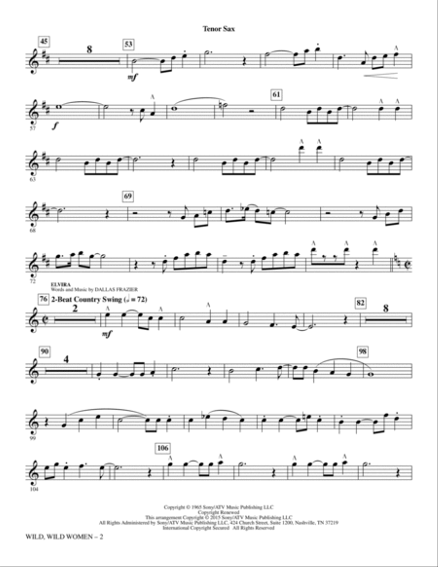 Wild, Wild Women - Tenor Saxophone Choir scores gallery preview page 2