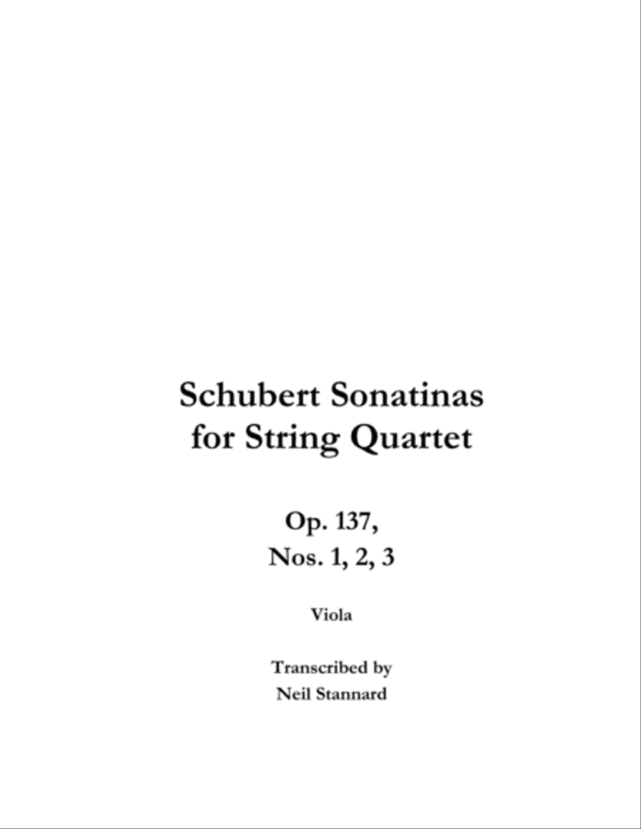 Schubert Sonatinas Op.137 for String Quartet VIOLA String Quartet scores gallery preview page 3