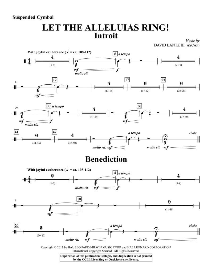 Let The Alleluias Ring! (Introit And Benediction) - Suspended Cymbal Choir scores gallery preview page 1