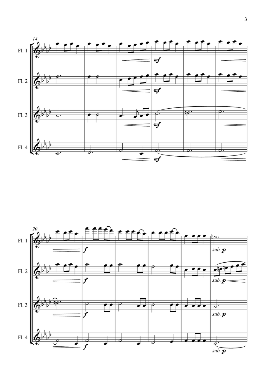Fantasia on the Ukrainian Bell Carol - for Flute Quartet Flute Quartet scores gallery preview page 3