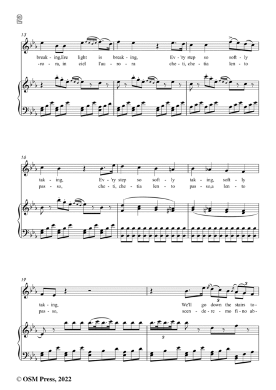 Cimarosa-Pria che spunti in ciel l'aurora,in E flat Major,from 'Il Matrimonio Segreto',for Voice and Voice scores gallery preview page 4