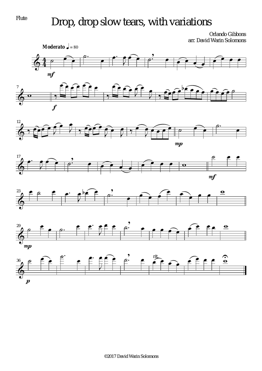 Drop, drop slow tears, with variations, for wind quartet Woodwind Quartet scores gallery preview page 4