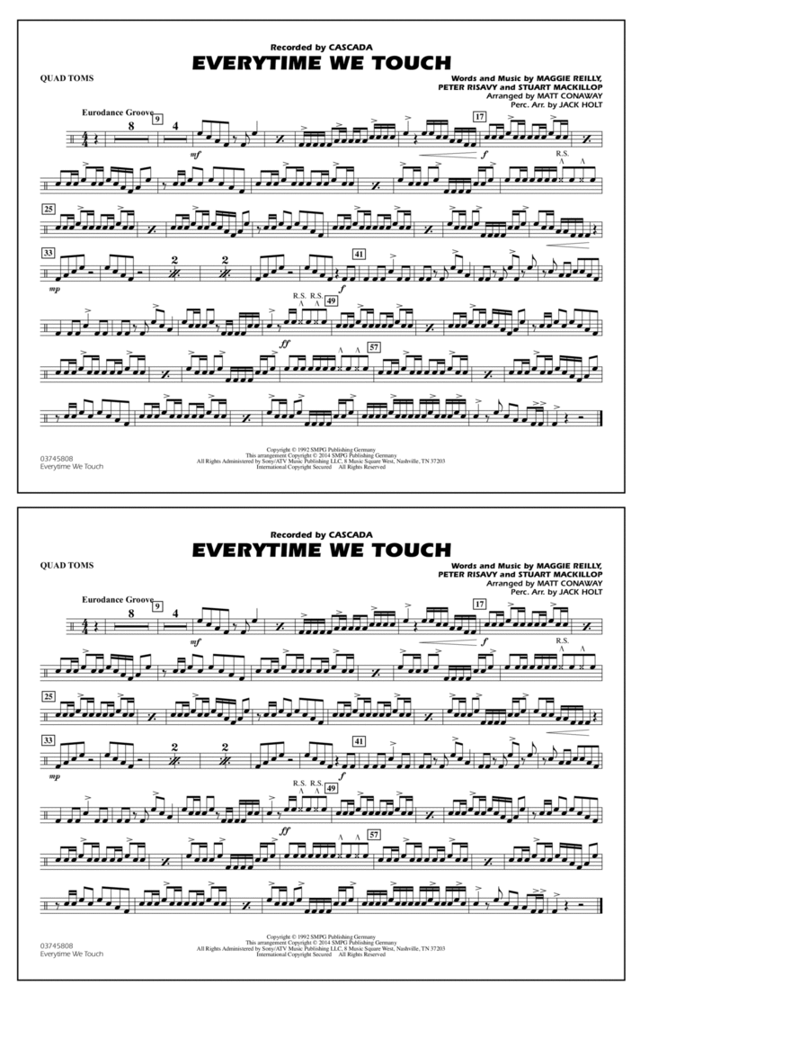Everytime We Touch - Quad Toms Marching Band scores gallery preview page 1