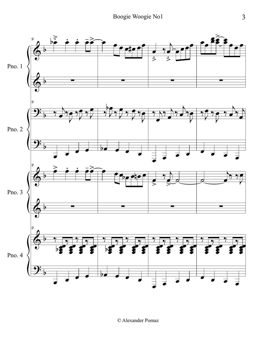 Boogie Woogie No1 Boogie Woogie No1 Piano Duet scores gallery preview page 3
