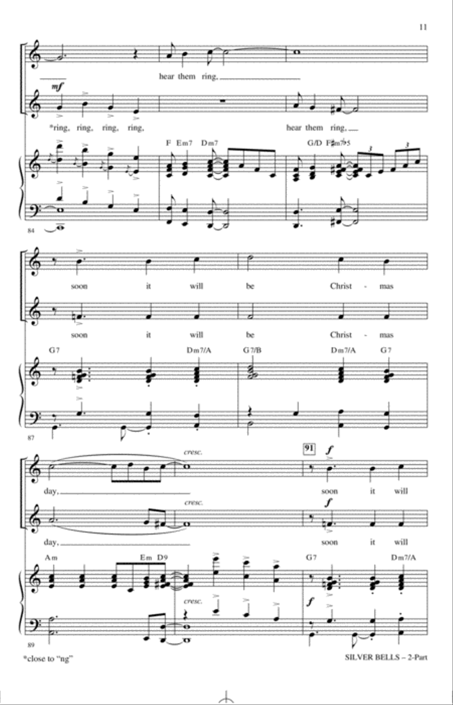 Silver Bells (arr. Mark Hayes) 2-Part scores gallery preview page 10