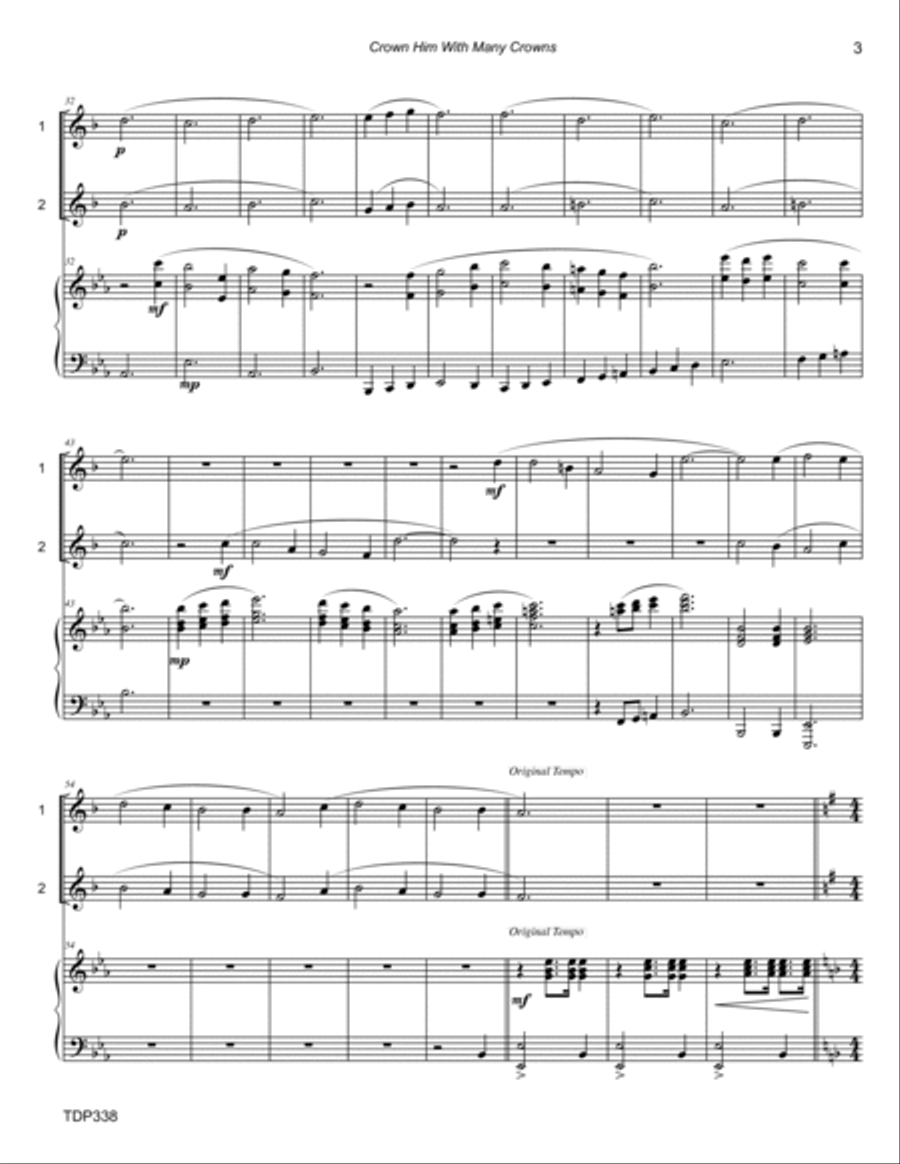 CROWN HIM WITH MANY CROWNS - TENOR SAX DUET with Piano Accompaniment Woodwind Duet scores gallery preview page 3