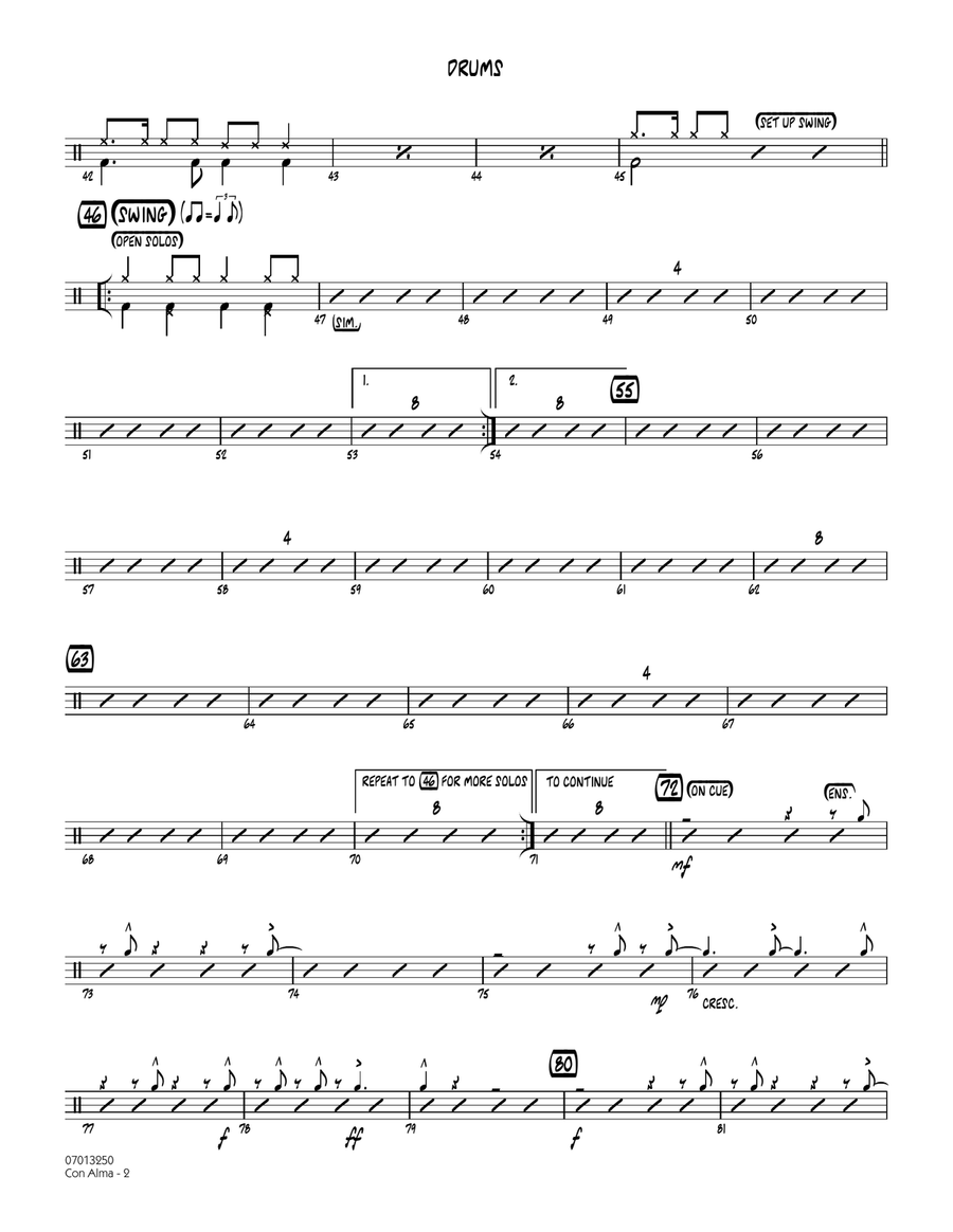 Con Alma (arr. Michael Mossman) - Drums Jazz Ensemble scores gallery preview page 2