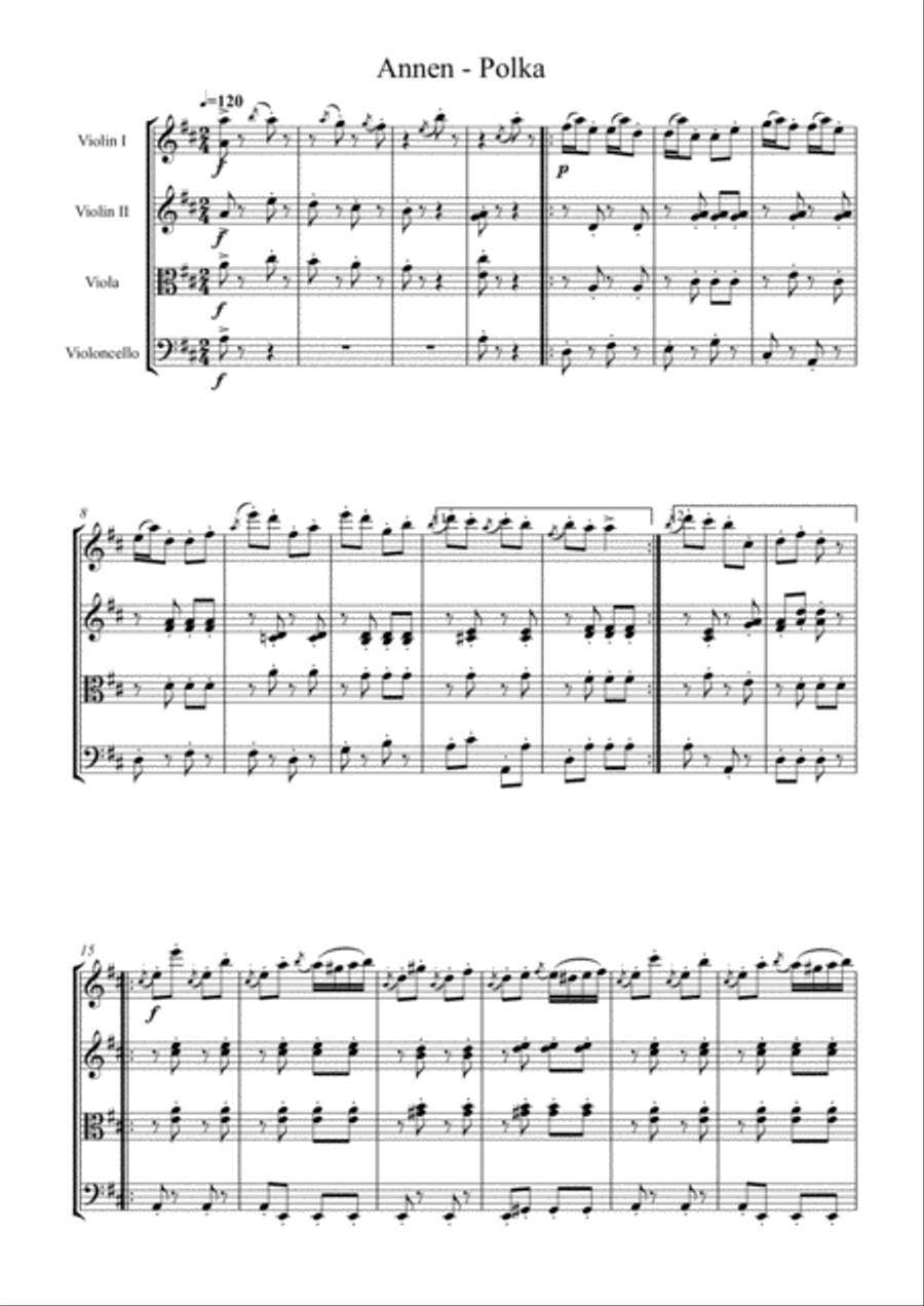Annen-Polka Annen-Polka String Quartet scores gallery preview page 2