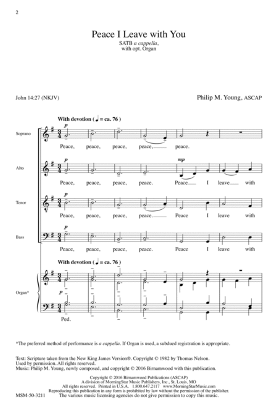 Peace I Leave with You Peace I Leave with You 4-Part scores gallery preview page 2