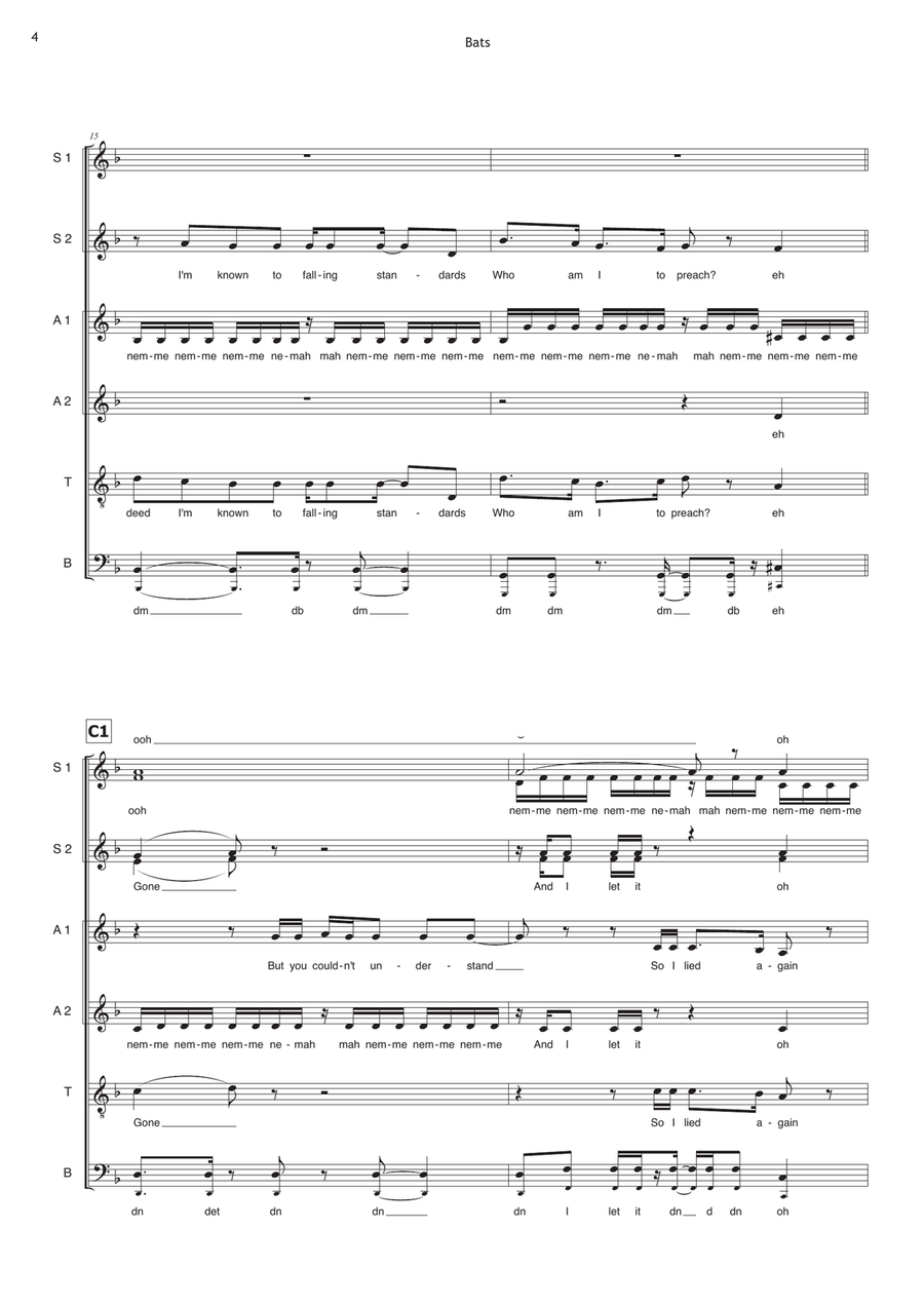 Bats A Cappella scores gallery preview page 4
