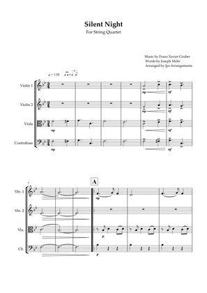 Silent Night for String Quartet in Bb Major