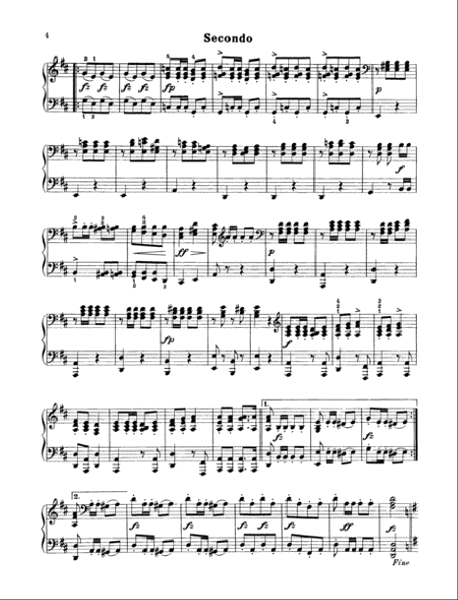 Military March D Major Piano Duet scores gallery preview page 3