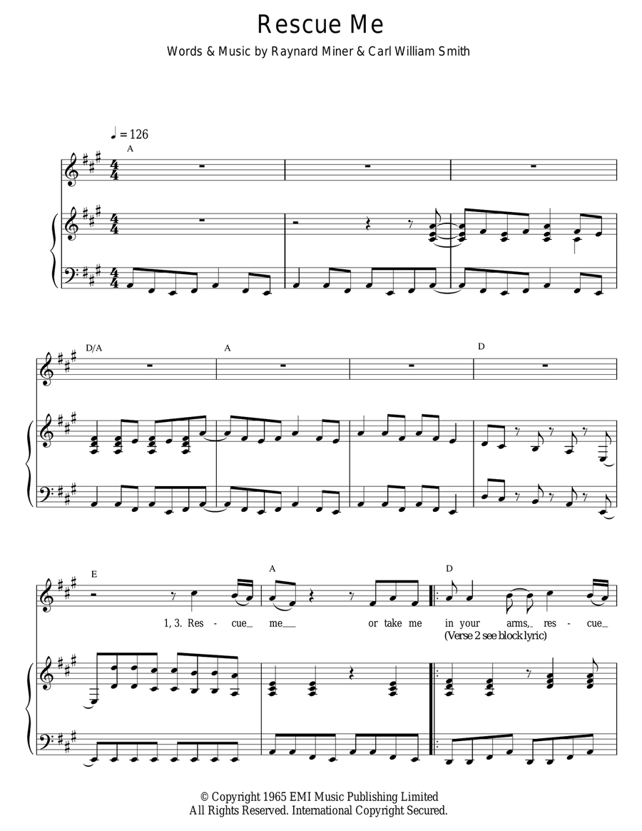 Rescue Me Piano, Vocal scores gallery preview page 1