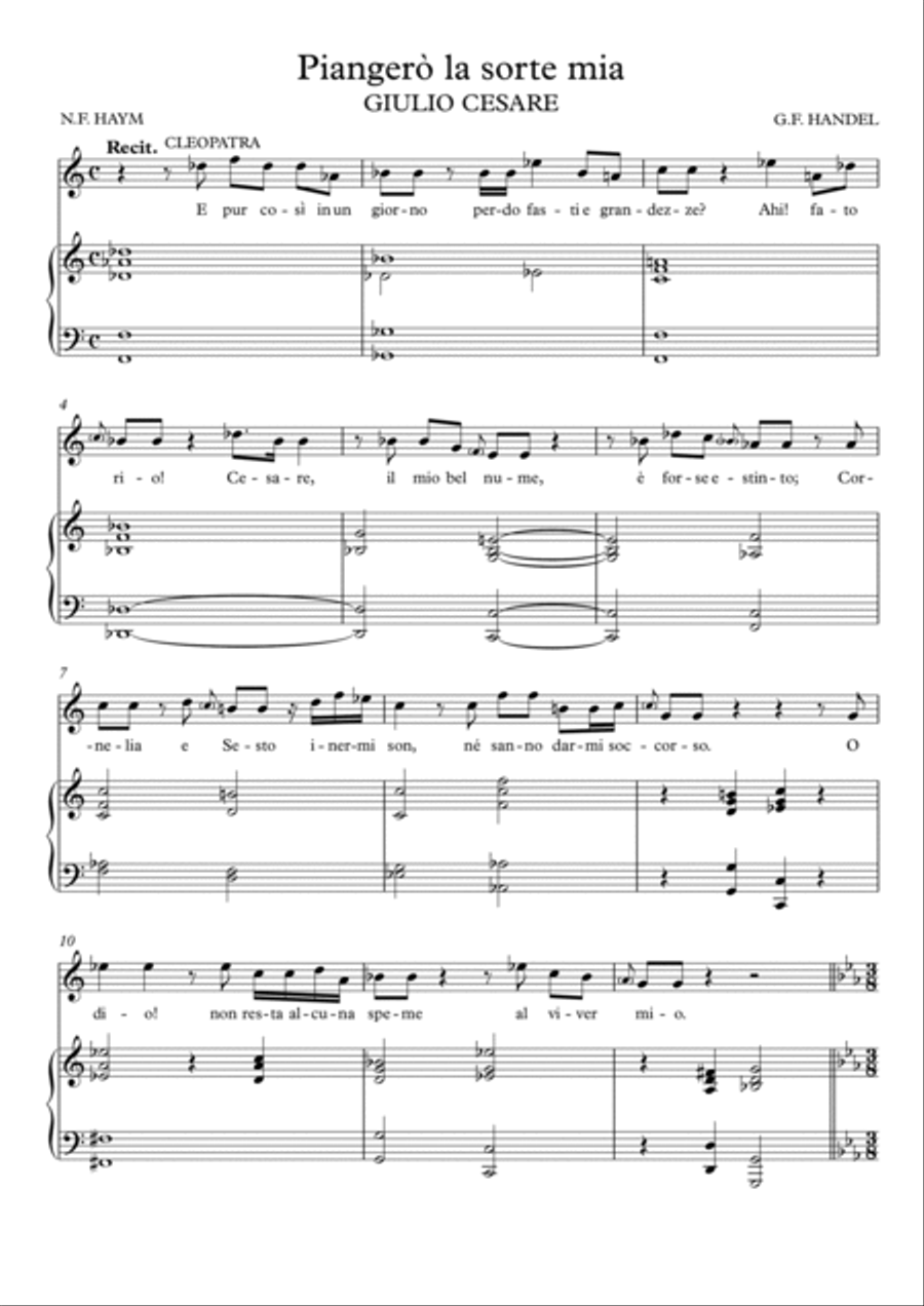 Piangerò la sorte mia - Giulio Cesare (Eb Major) Soprano Voice scores gallery preview page 2