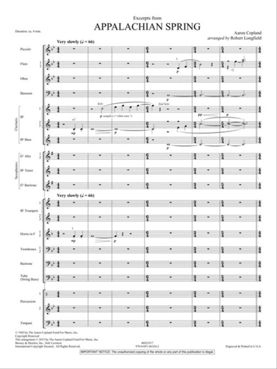 Excerpts from Appalachian Spring Concert Band scores gallery preview page 3