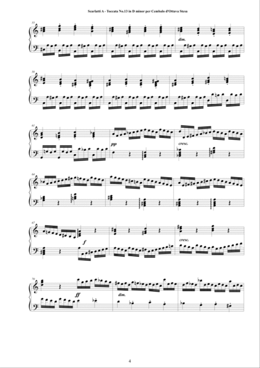 Scarlatti A - Toccata No.13 in D minor d-Ottava Stesa for Cembalo or Piano Harpsichord scores gallery preview page 4
