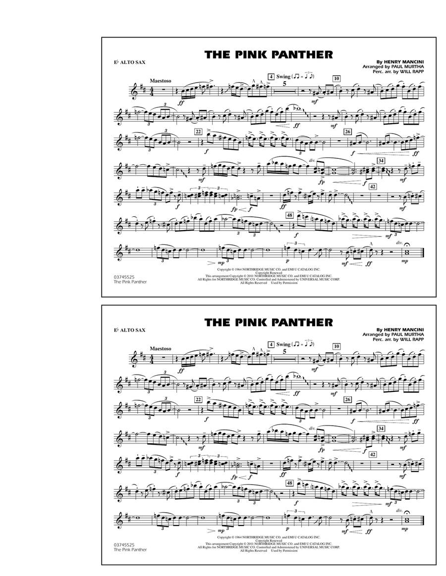 The Pink Panther - Eb Alto Sax Marching Band scores gallery preview page 1