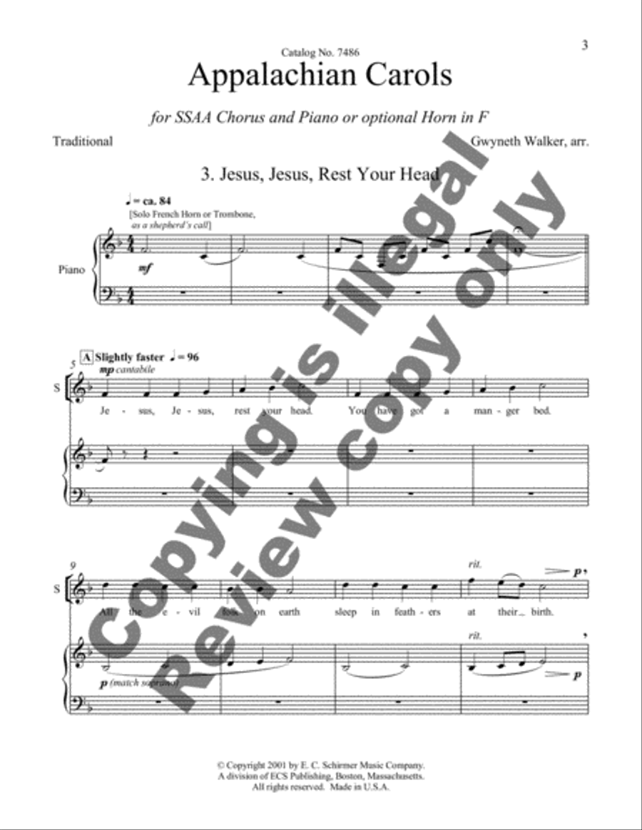 Appalachian Carols: 3. Jesus, Jesus, Rest Your Head SSAA scores gallery preview page 6